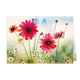 Bloemenveld - Formaat: Klein - Vorm: Liggend - Blanco kaart - Op deze wenskaart staan bloemen in de kleuren roze en oranje, in een bloemenveld. - Snelwenskaart
