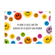 Glimlach op je gezicht - Formaat: Klein - Vorm: Liggend - Denken aan kaart - Op deze wenskaart staan smiley in diverse kleuren met in het midden de tekst: "Ik wens je alles wat een glimlach op je gezicht kan toveren". - Snelwenskaart