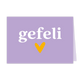 Gefeli - Formaat: Klein - Vorm: Liggend - Felicitatiekaart - Op deze wenskaart staat een hart met daarboven de tekst: "Gefeli". - Snelwenskaart