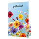 Gefeliciteerd - Formaat: Klein - Vorm: Staand - Felicitatiekaart - Op deze wenskaart staan bloemen met daarboven de tekst: "Gefeliciteerd". - Snelwenskaart