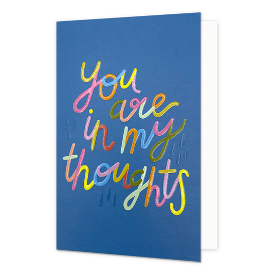 You are in my thoughts - Formaat: Normaal - Vorm: Staand - Denken aan kaart - Op deze wenskaart staat de tekst: "You are in my thoughts". - Snelwenskaart
