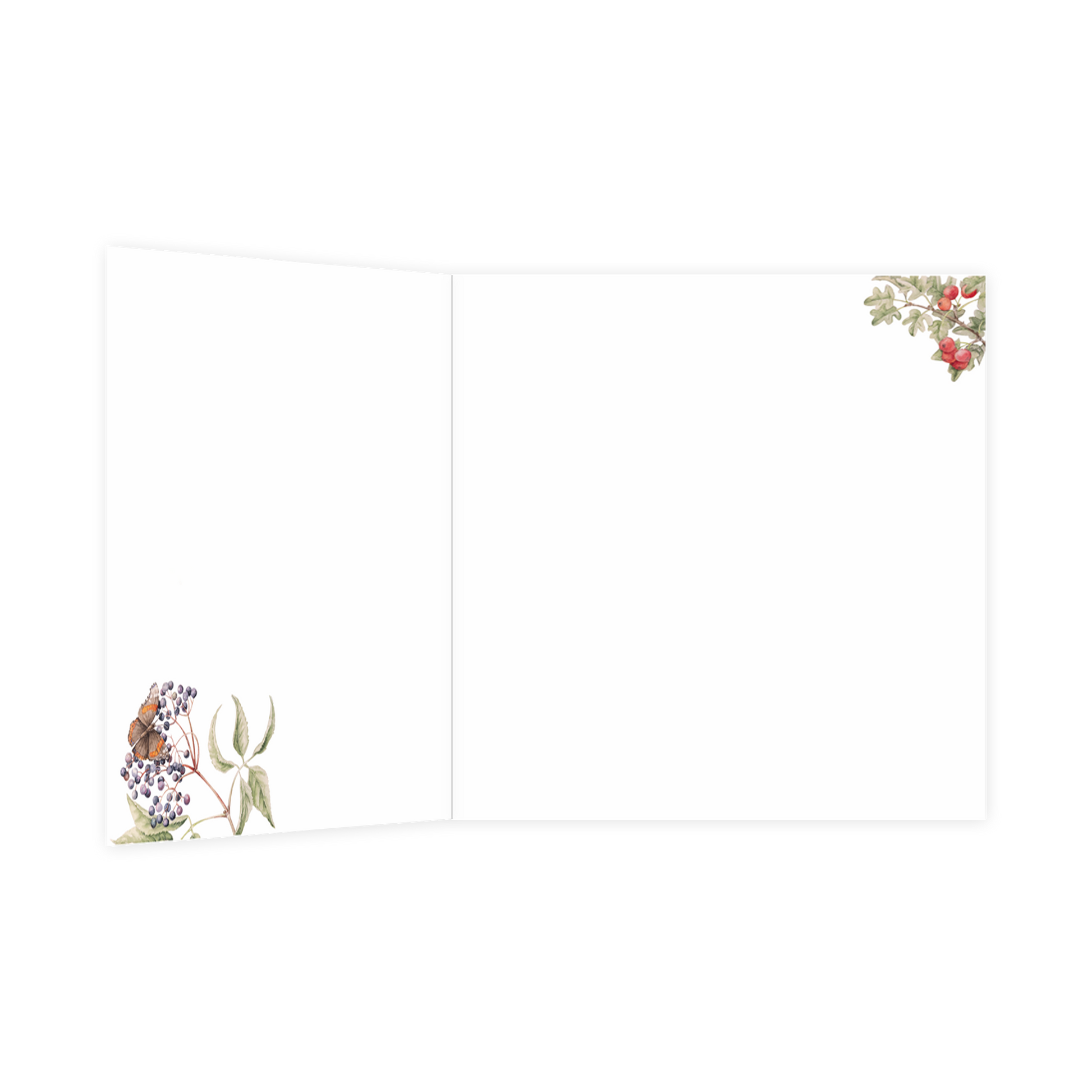 De binnenzijde van de wenskaart is bedrukt met een ontwerp passend bij de voorzijde van de kaart.