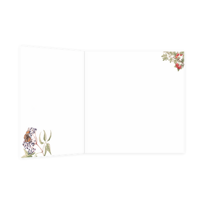 De binnenzijde van de wenskaart is bedrukt met een ontwerp passend bij de voorzijde van de kaart.
