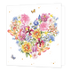 Bloemenhart - Formaat: Standaard - Vorm: Vierkant - Blanco kaart - Op deze wenskaart staat een hart gemaakt van bloemen in de kleuren roze, oranje, rood, geel, paars, blauw en groen. - Snelwenskaart