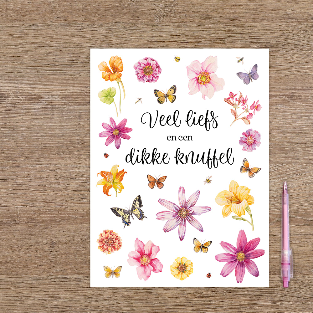 XL kaart - Veel liefs en een dikke knuffel