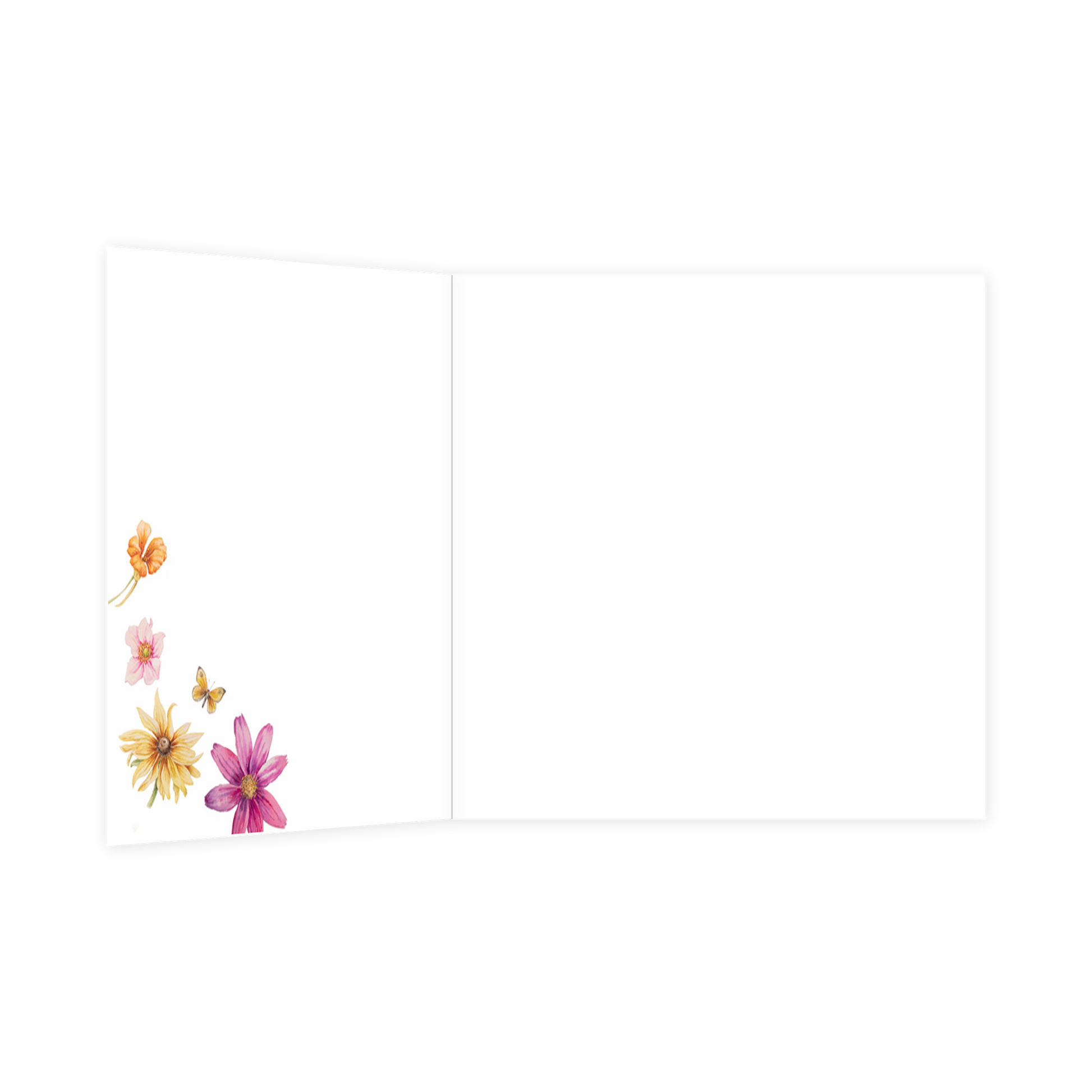 De binnenzijde van de wenskaart is bedrukt met een ontwerp passend bij de voorzijde van de kaart.
