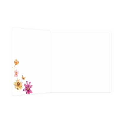 De binnenzijde van de wenskaart is bedrukt met een ontwerp passend bij de voorzijde van de kaart.