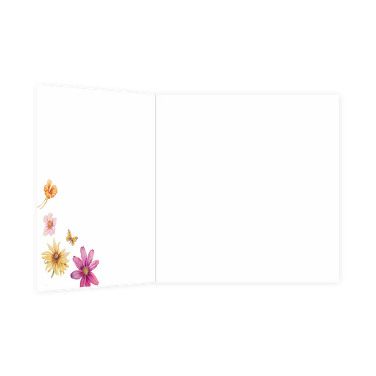 De binnenzijde van de wenskaart is bedrukt met een ontwerp passend bij de voorzijde van de kaart.