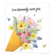 Een bloementje voor jou - Formaat: Standaard - Vorm: Vierkant - Denken aan kaart - Op deze wenskaart staat een blos bloemen in de kleuren roze, geel, paars rood en blauw met groene bladeren en vlinders. Boven de bos bloemen staat de tekst: "Een bloemetje voor jou". - Snelwenskaart