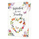 Gefeliciteerd met jullie trouwdag - Formaat: Standaard - Vorm: Staand - Huwelijkskaart - Op deze wenskaart staat centraal de tekst "Gefeliciteerd MET JULLIE Trouwdag" in een combinatie van sierlijke en strakke zwarte letters. Daaronder vormt een verscheidenheid aan botanische bloemen, bessen en bladeren in aquarelstijl een hartvormig kader. Tussen en rondom deze florale elementen zijn diverse vlinders, een bij en lieveheersbeestjes afgebeeld. De illustratie is geplaatst tegen een lichtgekleurde achtergrond
