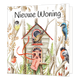 Minikaartje - Nieuwe woning - Formaat: Klein - Vorm: Vierkant - Woningkaart - Op deze wenskaart staan vogels en een vogelhuisje met daarboven de tekst: "Nieuwe woning". - Snelwenskaart