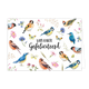 Van harte gefeliciteerd - Formaat: Standaard - Vorm: Liggend - Felicitatiekaart - Op deze wenskaart staan vogels, vlinders en bloemen met in het midden de tekst: "Van harte gefeliciteerd". - Snelwenskaart