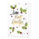 Lieve kerstgroetjes - Formaat: Standaard - Vorm: Staand - Kerstkaart - Op deze kerstkaart staan groene blaadjes met rode besjes en de tekst: "Lieve kerst groetjes". - Snelwenskaart