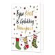 Fijne kerst & gelukkig nieuwjaar - Formaat: Standaard - Vorm: Staand - Kerstkaart - Op deze kerstkaart staat een waslijn met kerstsokken en daarboven de tekst: "Fijne kerst & gelukkig nieuwjaar". - Snelwenskaart