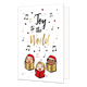 Joy to the world - Formaat: Standaard - Vorm: Staand - Kerstkaart - Op deze kerstkaart staan drie personen die liedjes zingen, omringt door muzieknoten en de tekst: "Joy to the world". - Snelwenskaart