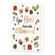 Fijne kerst van ons allemaal - Formaat: Normaal - Vorm: Staand - Kerstkaart - Op deze kerstkaart staan zuurstokken, dennenappels en kerstballen met in het midden de tekst: "Fijne kerst van ons allemaal". - Snelwenskaart