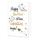 Happy new year let new adventures begin - Formaat: Normaal - Vorm: Staand - Kerstkaart - Op deze kerstkaart staan sterren en een papieren vliegtuigje met in het midden de tekst: "Happy new year let net adventures begin!". - Snelwenskaart