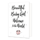 Beautiful baby girl - Formaat: Standaard - Vorm: Staand - Geboortekaart - Op deze wenskaart staat de tekst: "Beautiful baby girl welcome to the world" met babyvoetjes eronder. - Snelwenskaart