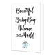 Beautiful baby boy - Formaat: Standaard - Vorm: Staand - Geboortekaart - Op deze wenskaart staat de tekst: "Beautiful baby boy welcome to the world" met babyvoetjes eronder. - Snelwenskaart