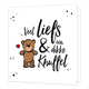 Veel liefs en een dikke knuffel - Formaat: Standaard - Vorm: Vierkant - Vriendschapskaart - Op deze wenskaart staat de tekst: "Veel liefs & een dikke knuffel" met een teddybeer naast de tekst. - Snelwenskaart