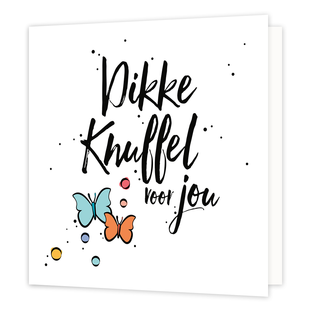 Dikke knuffel voor jou - Formaat: Normaal - Vorm: Vierkant - Vriendschapskaart - Op deze wenskaart staat de tekst: "Dikke knuffel voor jou". - Snelwenskaart