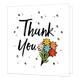 Thank you - Formaat: Standaard - Vorm: Vierkant - Bedankkaart - Op deze wenskaart staat de tekst: "Thank you" met een getekend bosje bloemen ernaast. - Snelwenskaart