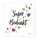 Super bedankt - Formaat: Standaard - Vorm: Vierkant - Bedankkaart - Op deze wenskaart staat de tekst: "Super bedankt" omringt door sterren. - Snelwenskaart