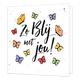 Zo blij met jou - Formaat: Standaard - Vorm: Vierkant - Complimentenkaart - Op deze wenskaart staat de tekst: "Zo blij met jou" omringt door vlinders in diverse kleuren. - Snelwenskaart