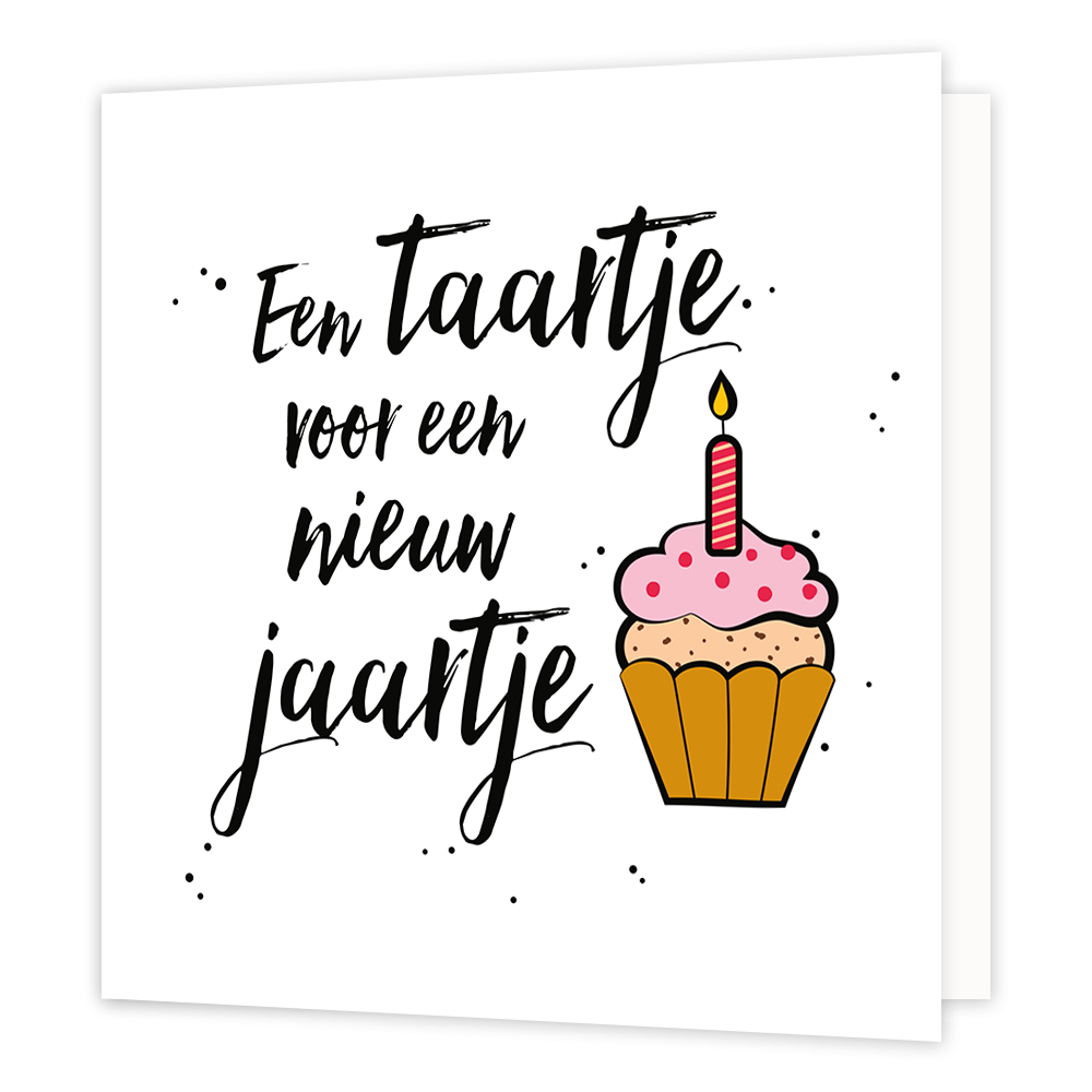 Een taartje voor een nieuw jaartje - Formaat: Normaal - Vorm: Vierkant - Verjaardagskaart - Op deze wenskaart staat de tekst: "Een taartje voor een nieuw jaartje" met een cupcake met kaarsje. - Snelwenskaart
