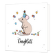 Congrats - Formaat: Standaard - Vorm: Vierkant - Felicitatiekaart - Op deze wenskaart staat een muisje omringt door confetti met daaronder de tekst: "Congrats". - Snelwenskaart