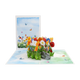 Bloemenveld - Formaat: Standaard - Vorm: Staand - Blanco kaart - Op deze wenskaart staat een bloemenveld met bloemen in diverse kleuren, vlinders en vogels. - Snelwenskaart