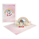 Regenboog eenhoorn - Formaat: Standaard - Vorm: Staand - Blanco kaart - Op deze wenskaart staat een regenboog met daaronder een eenhoorn die op een roze wolk zit. - Snelwenskaart