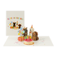 Gefeliciteerd - Formaat: Standaard - Vorm: Staand - Felicitatiekaart - Op deze wenskaart staan drie honden met cadeaus en ballonnen. Daarboven staat de tekst: "Gefeliciteerd". - Snelwenskaart