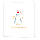 Lieve kerstgroetjes - Formaat: Standaard - Vorm: Vierkant - Kerstkaart - Op deze wenskaart staat een aandoenlijke aquarel-illustratie van een kleine pinguïn die een rood kerstmutsje draagt. De pinguïn wordt omringd door verschillende goudkleurige hartjes tegen een heldere, witte achtergrond. Onderaan de kaart staat in elegante goudkleurige letters de tekst "lieve kerstgroetjes". - Snelwenskaart