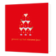 Proost op het nieuwe jaar - Formaat: Standaard - Vorm: Vierkant - Kerstkaart - Op deze wenskaart staat een feestelijke piramide van cocktailglazen centraal tegen een felrode achtergrond. De glazen zijn versierd met schijfjes sinaasappel en groene takjes, omringd door fonkelende gouden sterretjes en witte stipjes. Onderaan de kaart staat in goudkleurige letters de tekst "proost op het nieuwe jaar". - Snelwenskaart