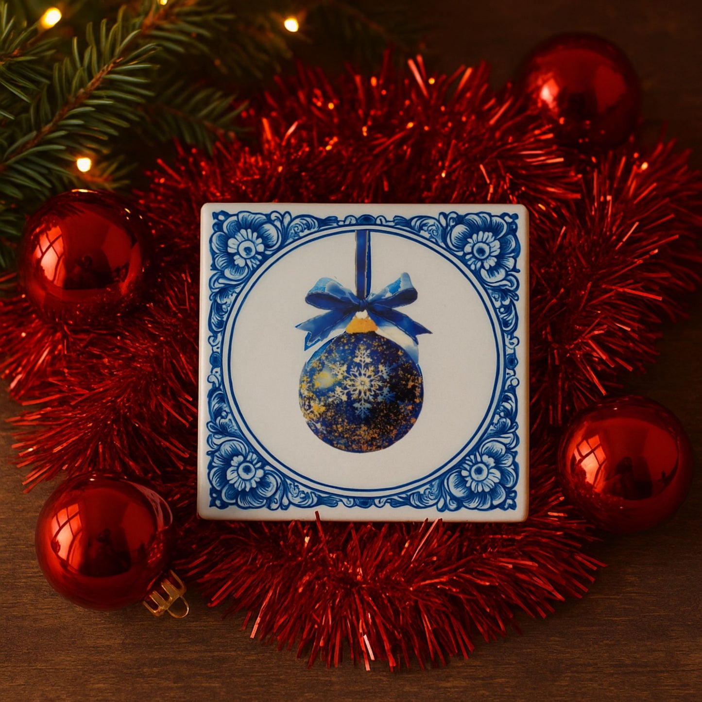 Delfts blauwe kerstbal