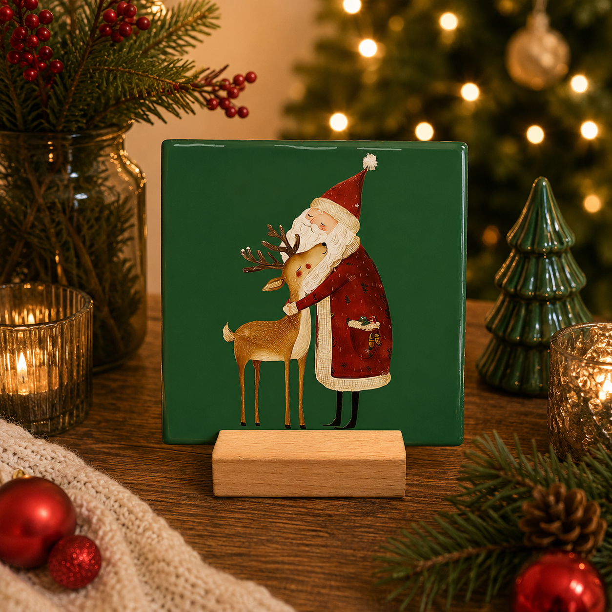 Kerstman en rendier
