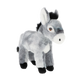 Knuffel ezel - Deze knuffel ezel heeft een zachte, grijze pluche vacht en staat in een staande houding. De ezel is voorzien van lange oren, een witte snuit met een donker neusje, donkere ogen en zwarte hoeven aan zijn poten. Op zijn rug en hoofd loopt een donkere manenpartij. - Snelwenskaart