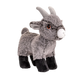 Knuffel geit - Deze knuffel geit heeft een zachte, grijsgemêleerde pluche vacht en staat in een staande houding. De geit is voorzien van twee kleine, rechte hoorns, hangende oren, bruine ogen met een opvallende rand, een witte snuit en zwarte poten. - Snelwenskaart