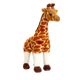 Knuffel giraffe - Deze knuffel giraf heeft een zachte pluche vacht met het kenmerkende bruine vlekkenpatroon en staat in een staande houding. De giraf is voorzien van kleine hoorntjes op zijn hoofd, opstaande oren, donkere ogen, een lange nek en witte poten met bruine hoeven. - Snelwenskaart