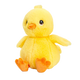 Knuffel kuiken - Deze knuffel kuiken heeft een zachte, heldergele pluche vacht en zit in een zittende houding. Het kuiken is voorzien van een klein plukje haar op zijn hoofd, donkere ogen met een lichte rand, een klein oranje snaveltje en opvallende oranje zwemvliezen als pootjes. - Snelwenskaart