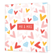 MR&MRS - Formaat: Standaard - Vorm: Vierkant - Huwelijkskaart - Op deze wenskaart staan hartjes in de kleuren rood, roze, beige en goud met diamanten en in het midden de tekst: "MR & MRS". - Snelwenskaart
