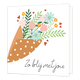 Zo blij met jou - Formaat: Standaard - Vorm: Vierkant - Complimentenkaart - Op deze wenskaart staat een boeket metbloemen in de kleuren roze, beige, geel, groen en blauw met daaronder de tekst: "Zo blij met jou". - Snelwenskaart