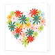 Bloemenhart - Formaat: Standaard - Vorm: Vierkant - Blanco kaart - Op deze wenskaart staat een hart gemaakt van bloemen in de kleuren groen, mintgroen, roze, rood en oranje. - Snelwenskaart