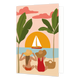 Beach vibes - Formaat: Standaard - Vorm: Staand - Blanco kaart - Op deze wenskaart staan twee vrouwen die op een strand zitten en kijken naar een zeilboot. - Snelwenskaart