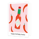 Happy birthday hottie - Formaat: Standaard - Vorm: Staand - Verjaardagskaart - Op deze wenskaart staat een pot hete saus met rode pepers op een roze achtergrond. Onder de illustratie staat de tekst: "Happy birthday hottie". - Snelwenskaart