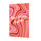 Birthday babe - Formaat: Standaard - Vorm: Staand - Verjaardagskaart - Op deze wenskaart staat een afbeelding van organische vormen in rood, roze en oranje tinten. In het midden van de kaart staat de tekst 'birthday babe' in een organische beweging. - Snelwenskaart