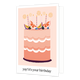 Yay! It's your birthday - Formaat: Standaard - Vorm: Staand - Verjaardagskaart - Op deze wenskaart staat een roze met wit kleurige taart, met bovenop stukjes passievrucht en sinasappel met kaarsjes. Onder de illustratie staat de tekst: "Yay! It's your birthday". - Snelwenskaart