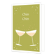 Chin chin - Formaat: Standaard - Vorm: Staand - Proost kaart - Op deze wenskaart staan twee champagneglazen. In de illustratie staat de tekst: "Chin chin". - Snelwenskaart