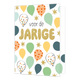 XL kaart - Voor de jarige - Formaat: Groot - Vorm: Staand - Verjaardagskaart - Op deze wenskaart staan ballonnen in de kleuren groen, oranje, geel, rood, wit en blauw. In het midden staat de tekst: "Voor de jarige". - Snelwenskaart